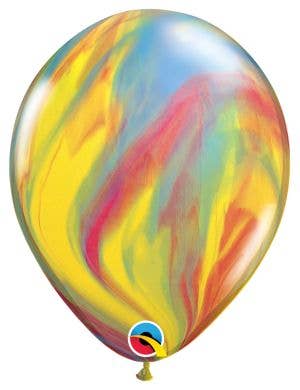Image of Agate Marble Effect Rainbow Coloured 27cm Single Latex Balloon