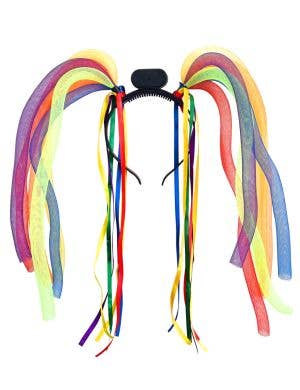 Rainbow Cyberlox Dread Falls Headband with Ribbons