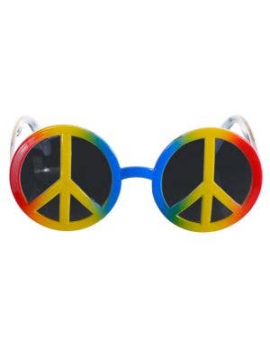 Image of Rainbow 1970's Hippie Peace Sign Costume Glasses