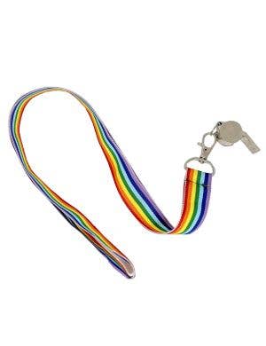 Rainbow Striped Lanyard with Whistle Costume Accessory