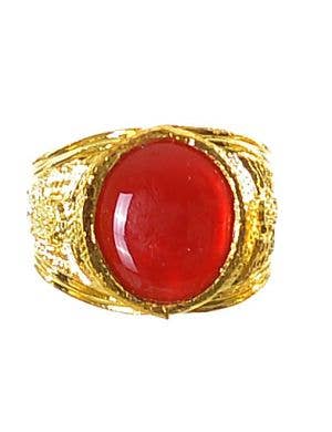 Large Red and Gold Jewelled Costume Ring