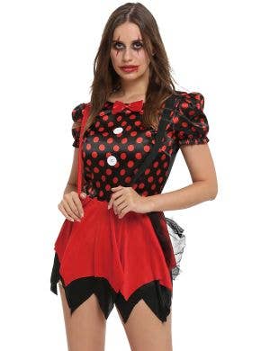 Harlequin Clown Womens Red and Black Costume