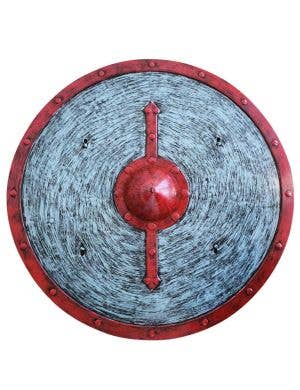 Image of Round Silver Costume Shield with Red Details