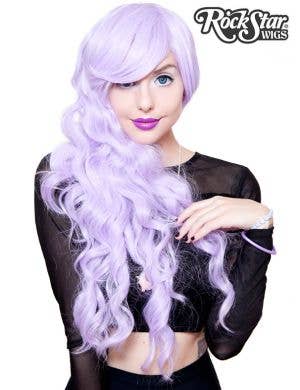 Long Lavender Purple Women's Deluxe Heat Resistant Wavy Wig Front Image