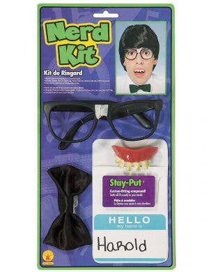 Deluxe Nerd Costume Accessory Kit with Glasses, Teeth, Bow Tie and Name Tag