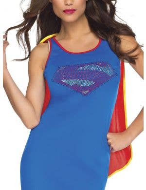 Cute Womens Rhinestone Supergirl Costume Dress