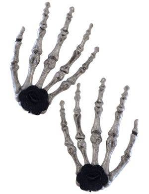 Image of Skeleton Hand Hair Clips with Black Roses - Main Image