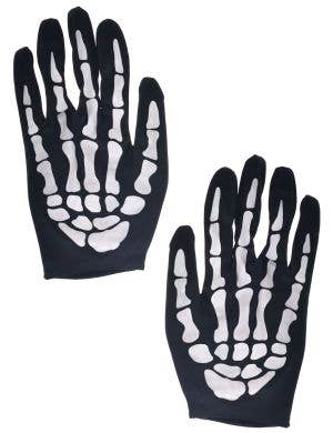 Image of Wrist Length Skeleton Print Halloween Costume Gloves