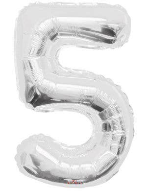 Image of Silver 87cm Number 5 Party Balloon