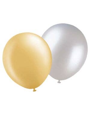 Image of Silver and Gold Chrome 8 Pack 30cm Latex Balloons