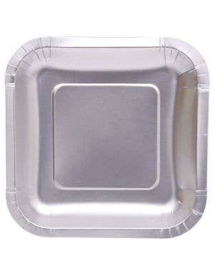 Image of Metallic Silver 12 Pack 18cm Square Paper Plates