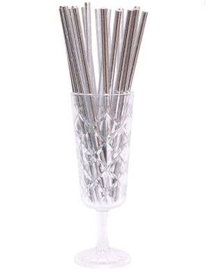 Image of Metallic Silver 20 Pack Paper Straws