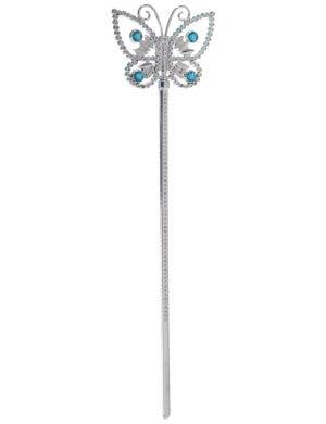 Image of Whimsical Blue and Silver Plastic Butterfly Costume Wand