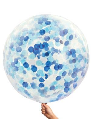Image of Blue Confetti Filled Jumbo 90cm Latex Balloon