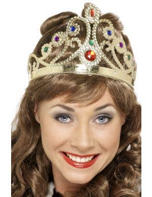 Women's Gold Plastic Tiara Medieval Gold Crown Cosutme Accessory Main Image