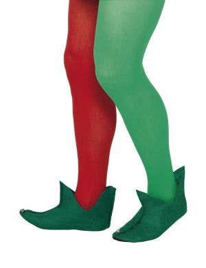 Green Felt Christmas Elf Santas Helper Costume Shoes Boot Covers Costume Accessory Main Image