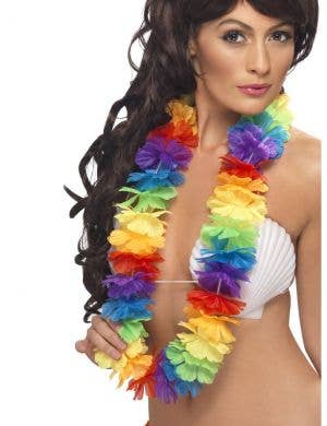 Bright Rainbow Flower Lei Hawaiian Costume Accessory