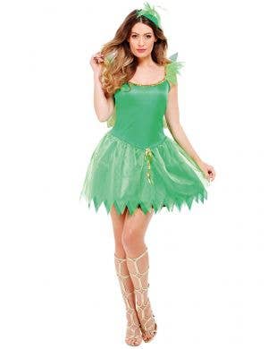 Woodland Fairy Women's Sexy Green Tinkerbell Costume Main View