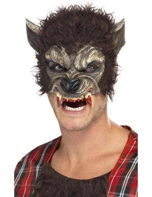 Half Face Werewolf Costume Mask with Fur