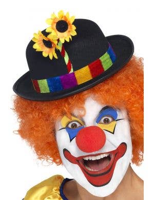 Black Bowler Hat Clown Costume Accessory - Main Image