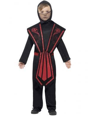 Boy's Ninja Black and Red Budget Japanese Costume Main Image