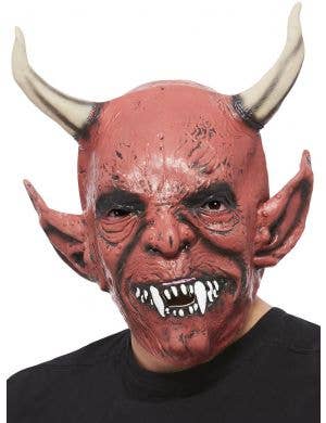 Red Latex Demond Horror Mask with Horns Main Image