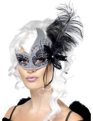 Dark Angel Mask with Feathers - Main Image