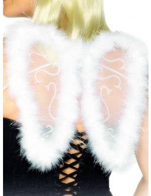 Small Fluffy White Glitter Angel Wings