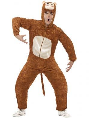 Cheeky Brown Monkey Onesie Costume for Adults Main View