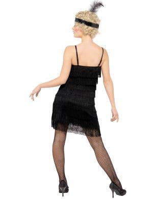 Flirty 1920s Womens Short Black Flapper Dress Costume