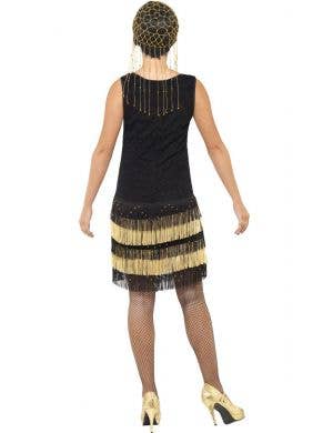 Fringed Black and Gold Womens 1920s Flapper Costume