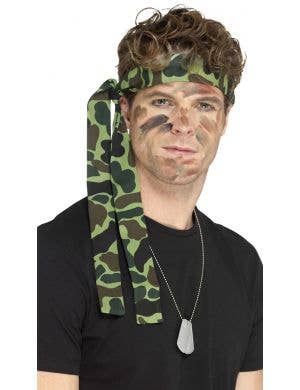Army Soldier Adults Green Camo Headscarf Army Costume Accessrory - Main Image