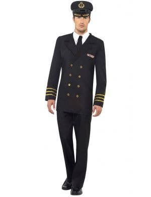 Men's Navy Captain Uniform Fancy Dress Costume Image 1