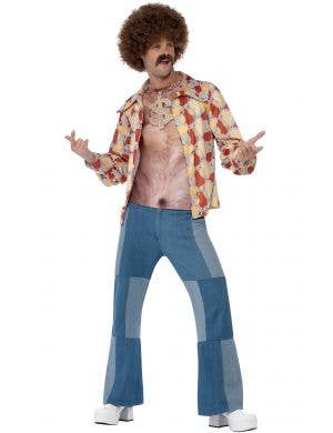 Realistic Mens Funny 1970s Hairy Chest Costume Top