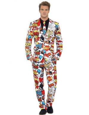 Men's Stand Out Comic Strip Suit Front View