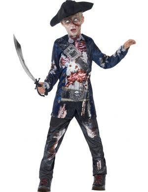 Boy's Pirate Zombie Halloween Costume Front View