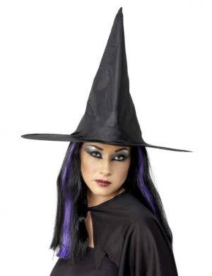 Black Satin Simple Halloween Witch Hat