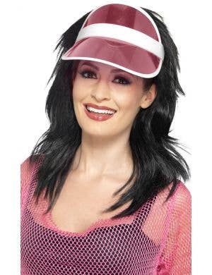 Adults Pink Poker Visor Novelty 80s Costume Accessory - Female Image