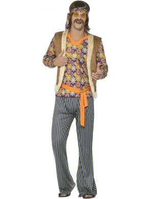 Men's 1960's Woodstock Hippie Singer Fancy Dress Costume Main Image