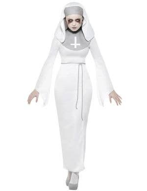 Image of Haunted Asylum Nun Women's Plus Size Halloween Costume - Front View