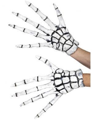 Extra Long Black and White Latex Halloween Grim Reaper Skeleton Costume Accessory Gloves