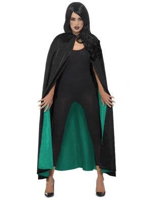Witches Green and Black Reversible Satin Cape