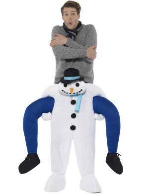 Adult's Funny Snowman Piggyback Christmas Costume - Front Image