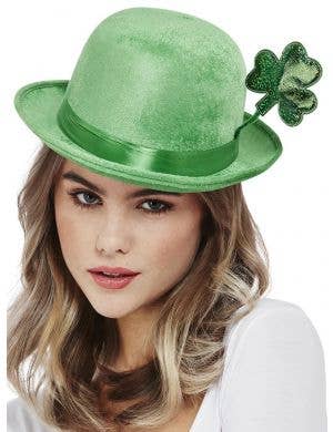 Green Clover St Pats Day Bowler Costume Hat