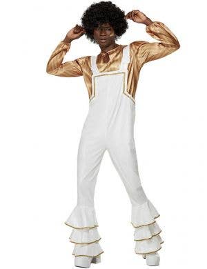 1970s Glam White and Gold Mens Costume