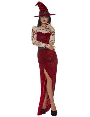 Womens Red Satanic Symbol Witch Costume - Main Image