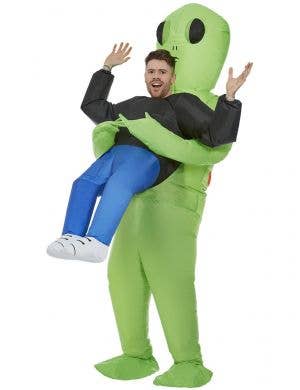 Funny Inflatable Green Alien Abduction Costume - Main Image