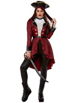 Womens Red Swashbuckler Pirate Costume - Main Image
