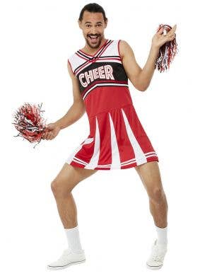 Men's Funny Red and White Cheerleader Costume - Main Image