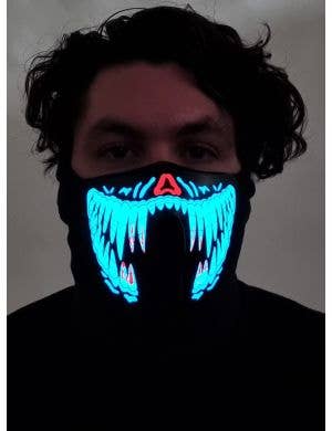 Bloody Blue Teeth Sound Activated Light Up Mask